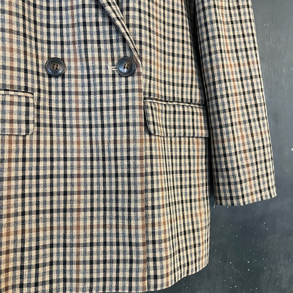 Madewell Women's Checkered Blazer - Black and Tan - Picture 4 of 7
